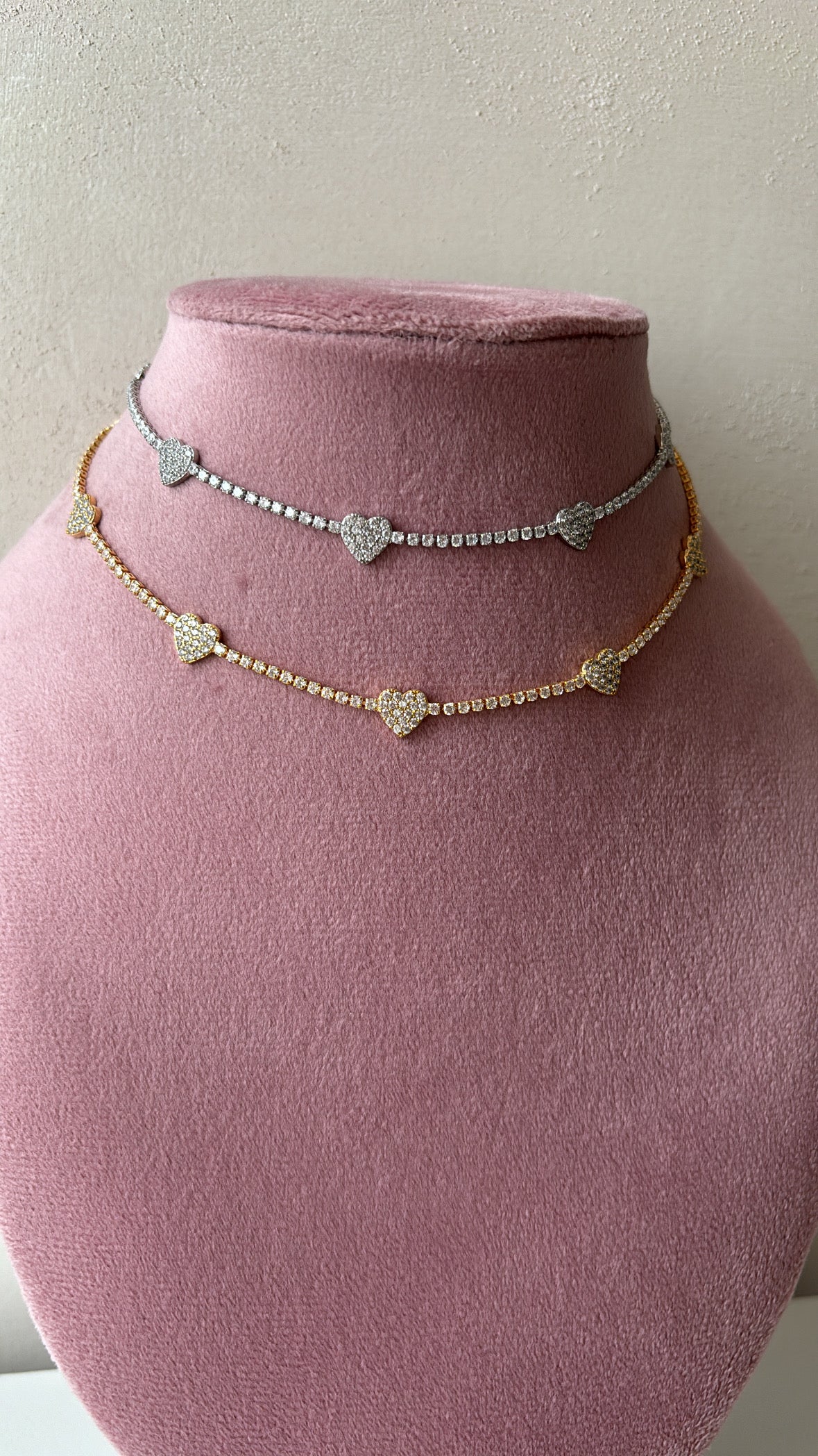 Collana tennis e cuori