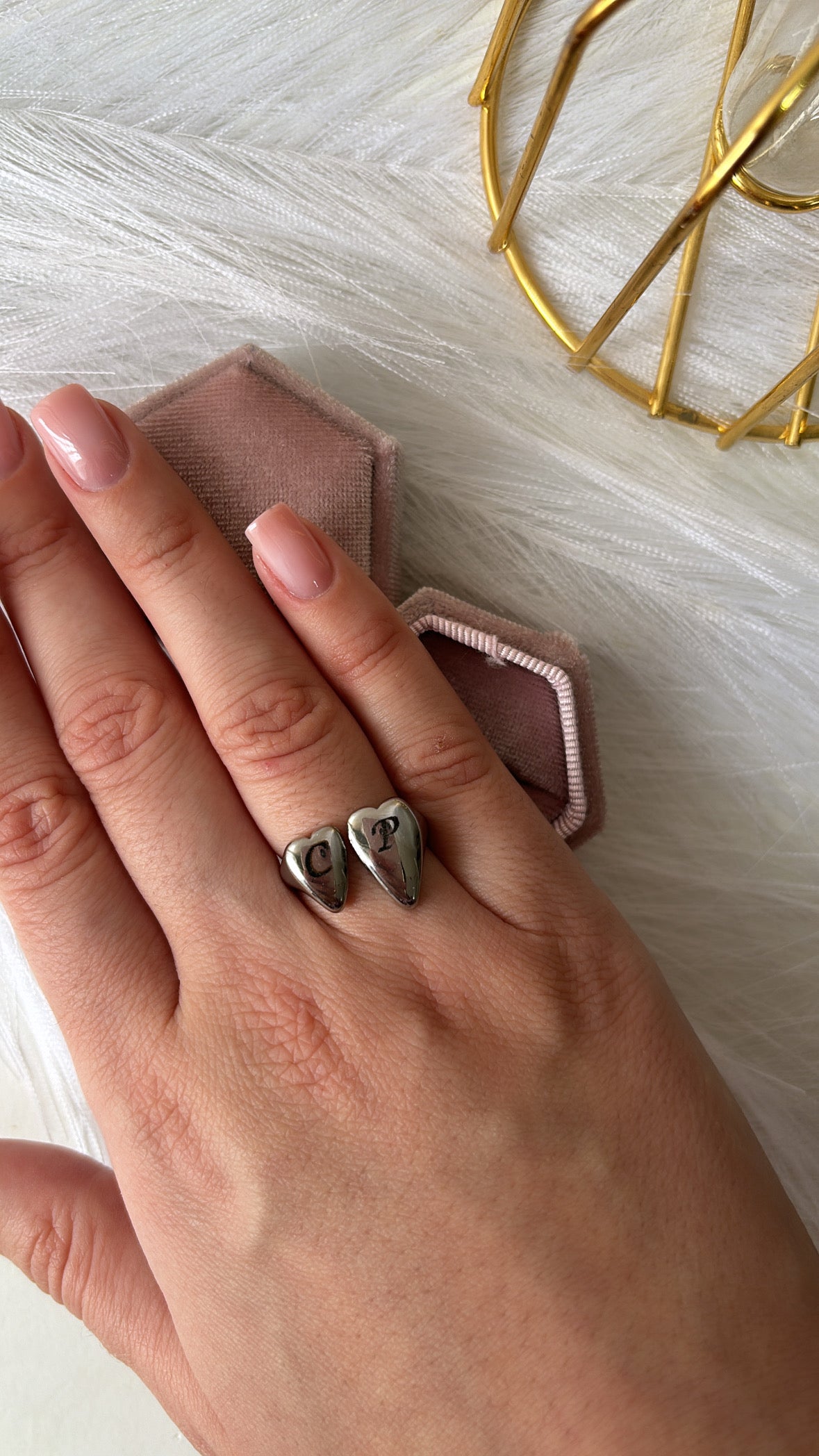 Anello doppio cuore personalizzabile