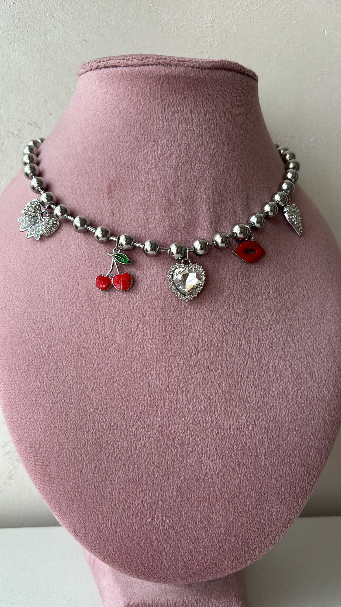 Collana multicharms Cherry in silver