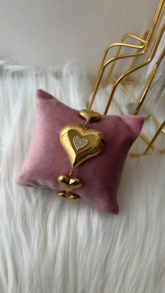 Bracciale cuoricini sonaglio