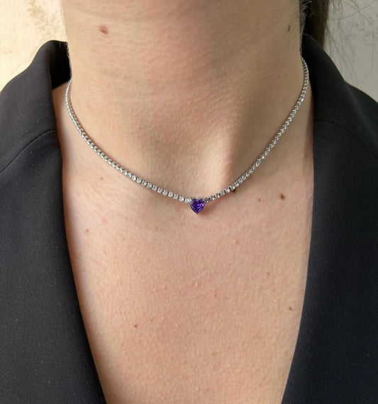 girocollo tennis heart lilla