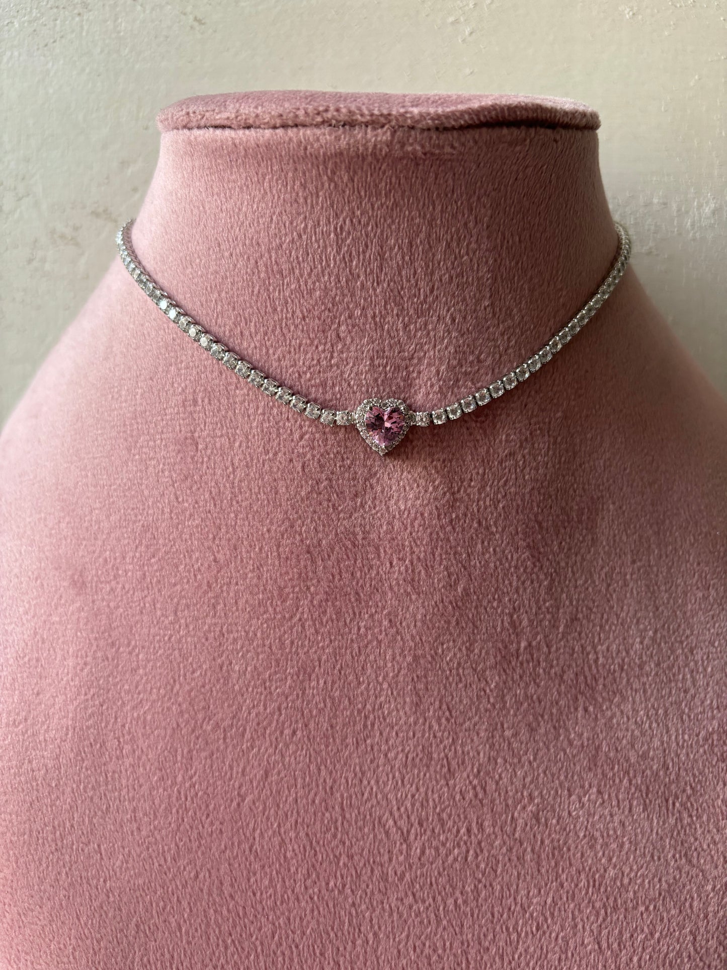 Girocollo tennis heart pink