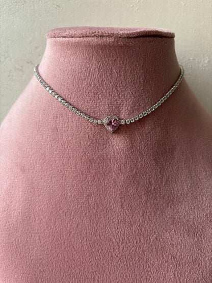 Girocollo tennis heart pink