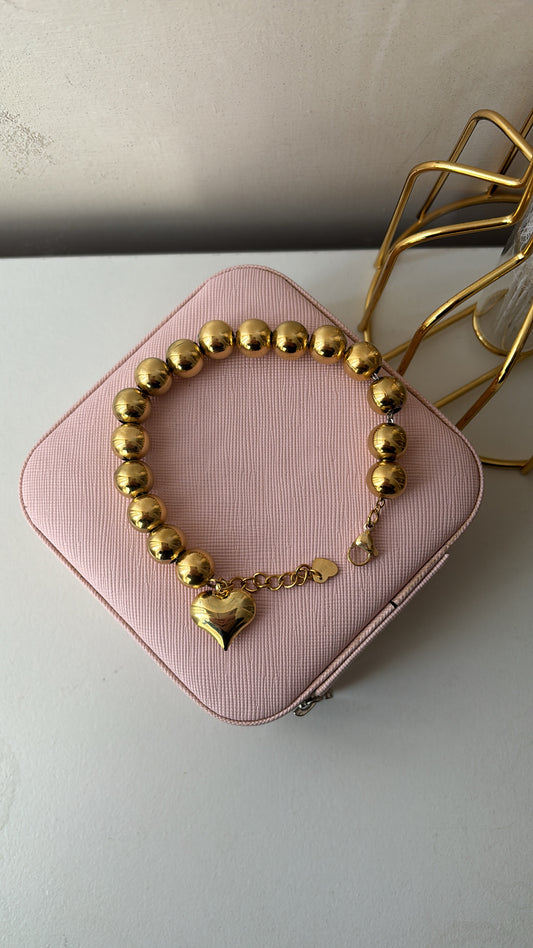 Bracciale sfere sonaglio con cuore 10mm