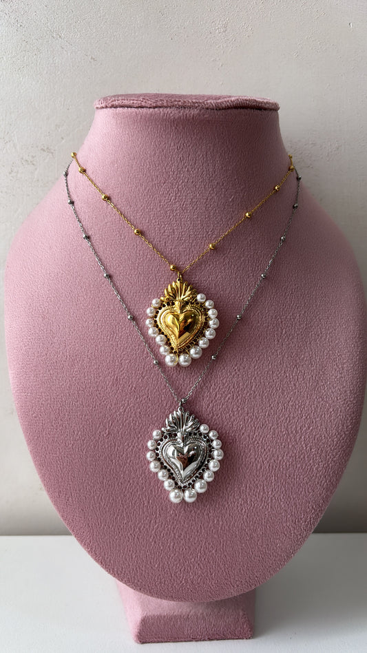 Collana sacro cuore pearl