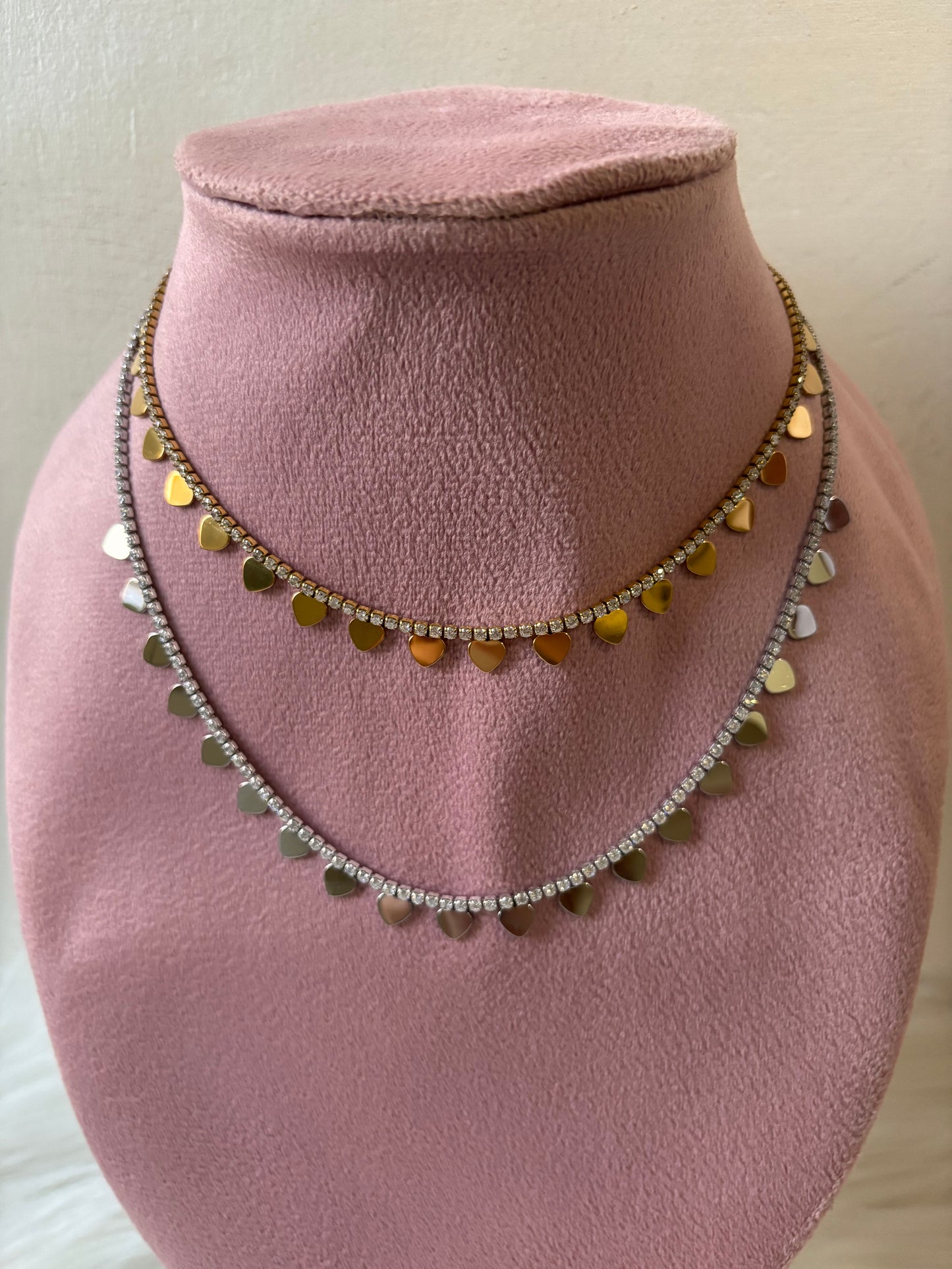 Collana cuori scintillanti