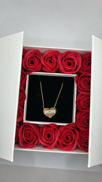 Box regalo collana mom con rose profumate
