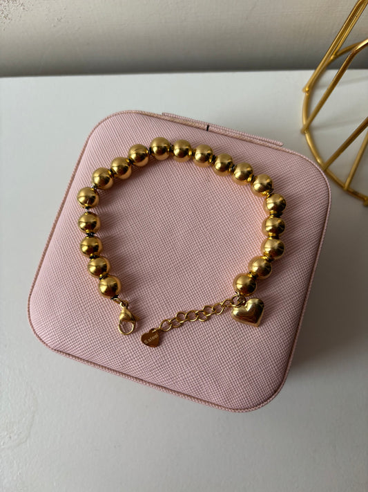 Bracciale sfere sonaglio con cuore 8mm