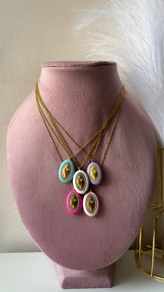 Collana cuore sacro smaltato