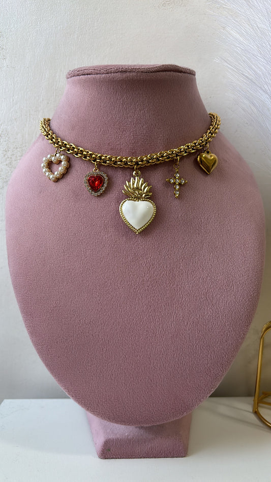 Collana cuore sacro white