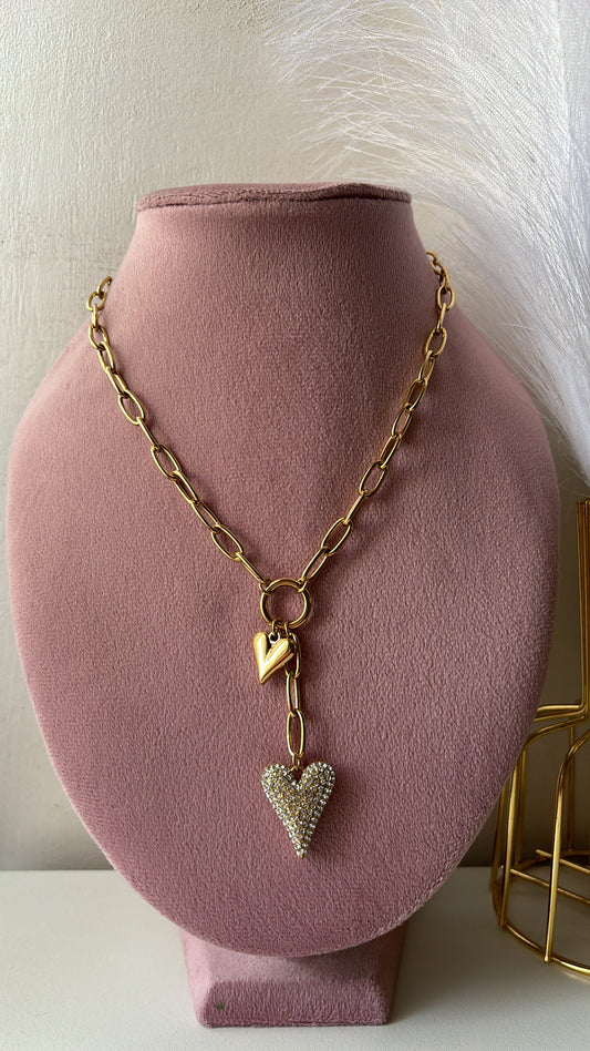 Collana duo di cuori pendenti