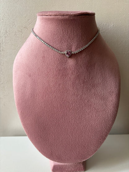 Girocollo tennis heart pink