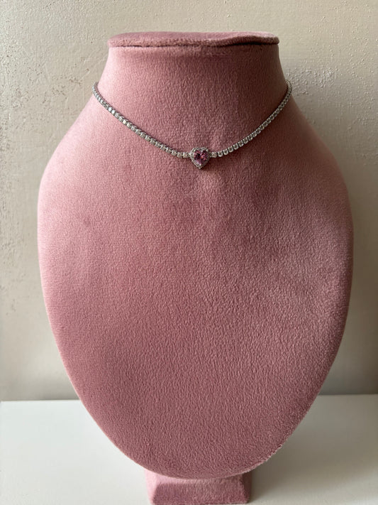 Girocollo tennis heart pink