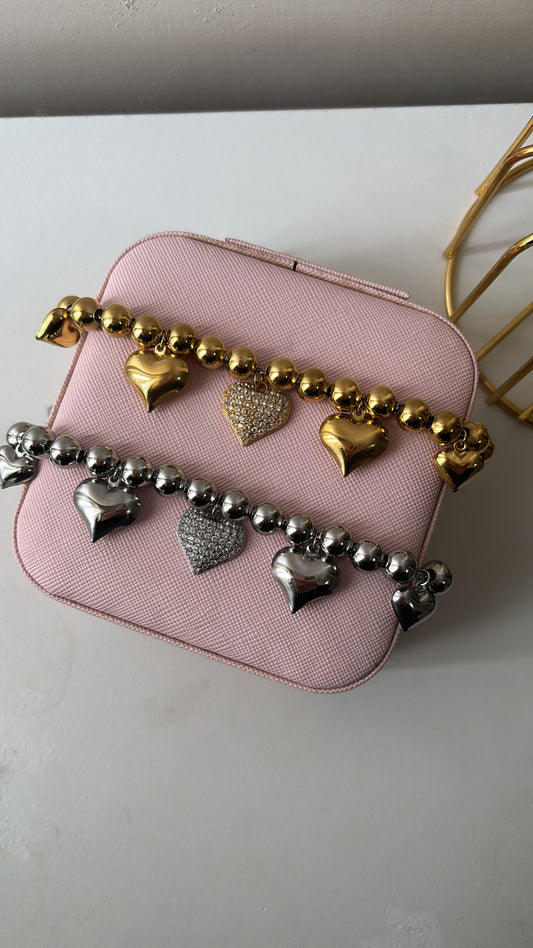 Bracciale sfere sonaglio con cuore brilliant