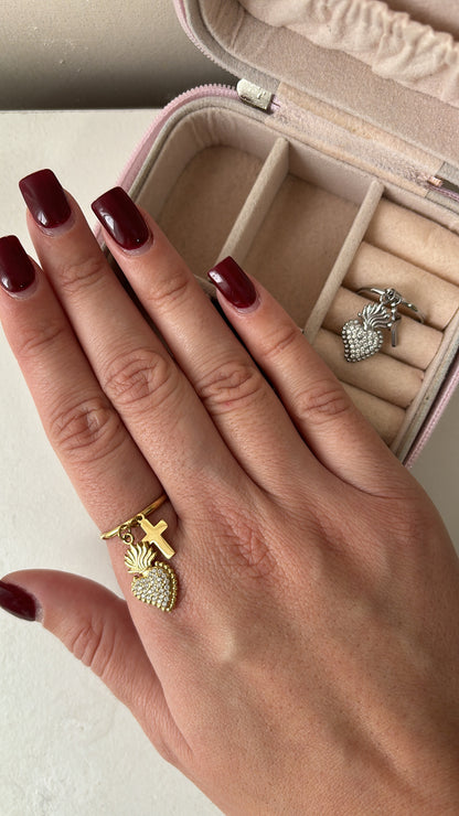 Anello cuore sacro pendente