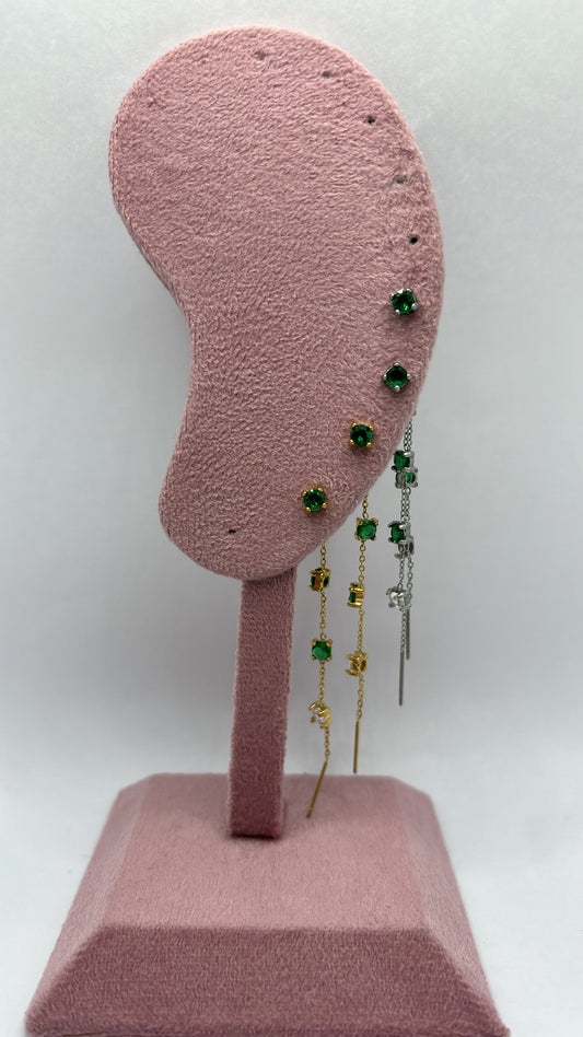 Orecchini multi luce verde