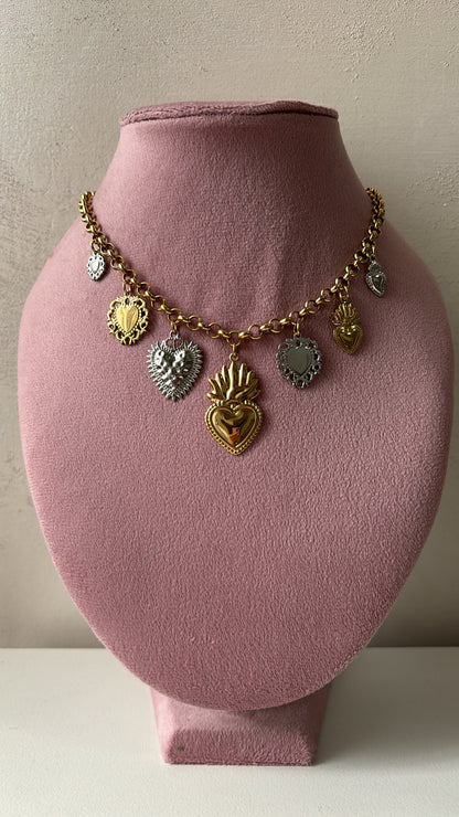 Collana sacro cuore bicolore