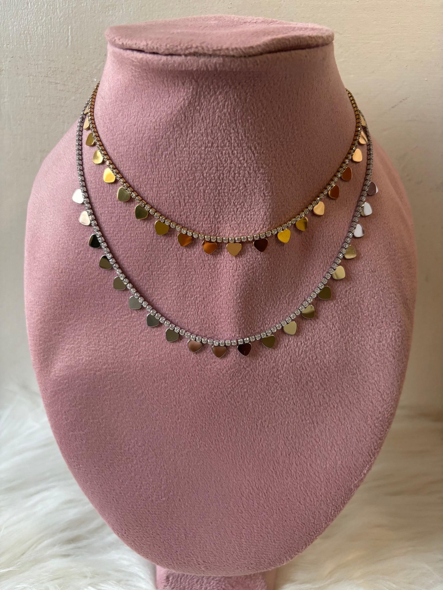 Collana cuori scintillanti