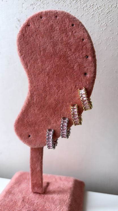 Orecchini baguette pink