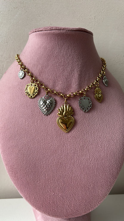 Collana sacro cuore bicolore