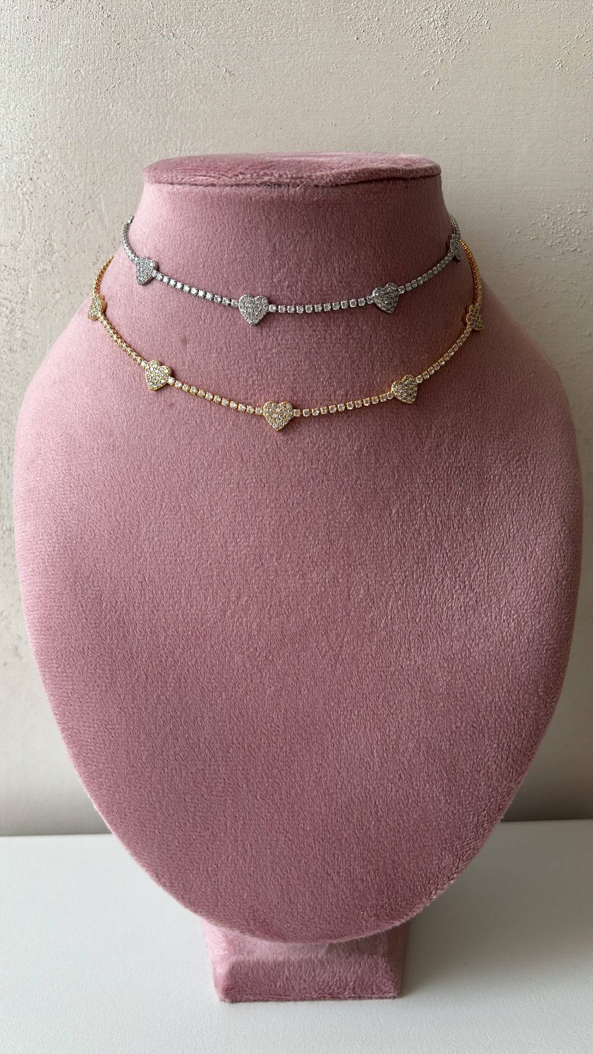 Collana tennis e cuori