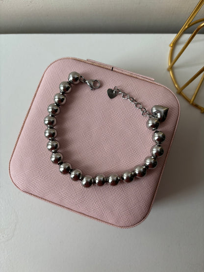 Bracciale sfere sonaglio con cuore 8mm